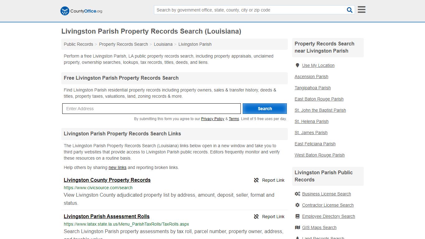 Property Records Search - Livingston Parish, LA ...